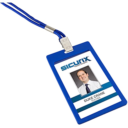 SICURIX Badge Holder - Vertical - 6 / Pack - Blue