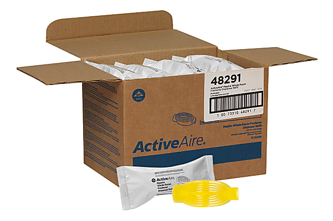 ActiveAire® by GP PRO Passive Whole-Room Freshener Dispenser Refills, Sunscape Scent, 2"H x 2 7/8"W x 6 1/2"D, Yellow, Case Of 12