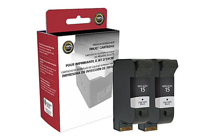 Clover Technologies Group™ Remanufactured Black Ink Cartridge Replacement For HP 15, Pack Of 2, OD15DNX2