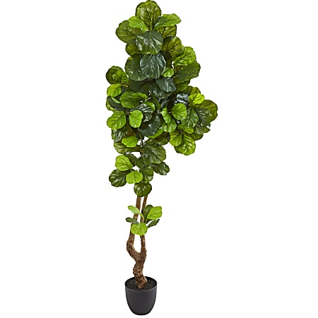 Nearly Natural 78"H Real Touch Fiddle Leaf Artificial Tree, 78"H x 15"W x 15"D, Black/Green