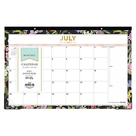 DESK PAD PLANNING CALENDAR DD BUTTERFLY GARDEN BLACK - 17X11 AY26-27 MONTHLY