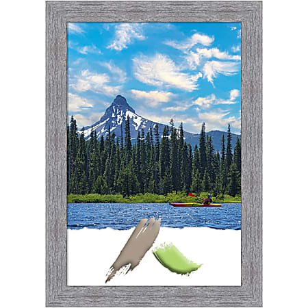 Amanti Art Picture Frame, 29" x 41", Matted For 24" x 36", Bark Rustic Gray