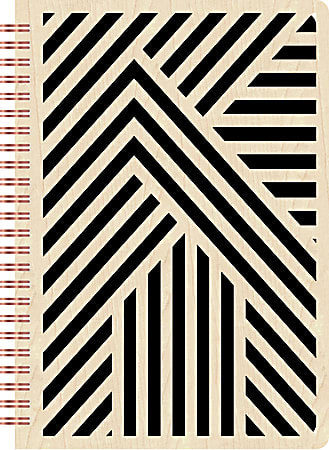 Denik Clyde Wood Spiral Journal Notebook, 6-1/4" x 8-1/2", Natural/Black, Total Qty 1