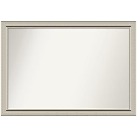Amanti Art Narrow Non-Beveled Rectangle Wood-Framed Bathroom Wall Mirror, 27-3/4" x 39-3/4", Romano Silver