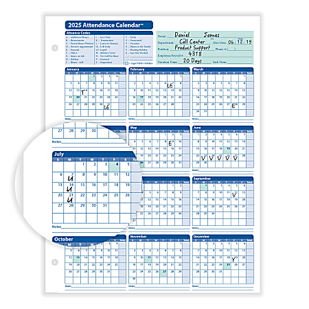 ComplyRight 2024 Attendance Calendar Kit, 8 1/2" x 11", White, Pack Of 100