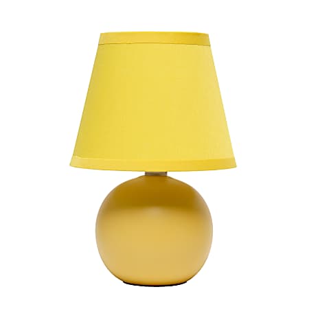 Creekwood Home Nauru Petite Ceramic Orb Table Lamp, 8-11/16"H, Yellow Shade/Yellow Base