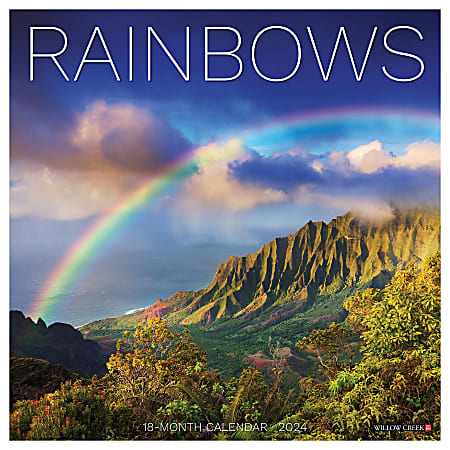 2024 Willow Creek Press Scenic Monthly Wall Calendar, 12" x 12", Rainbows, January To December