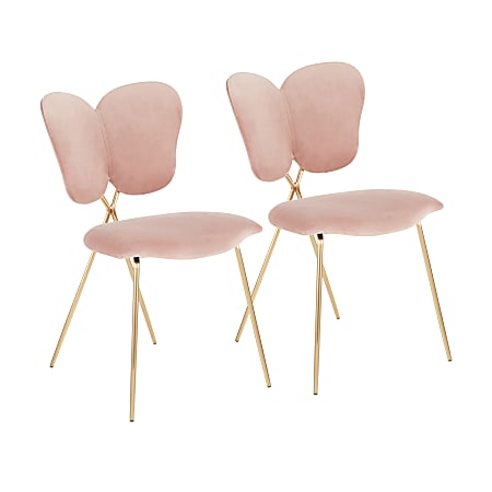 LumiSource Madeline Chairs, Blush Pink/Gold, Set Of 2