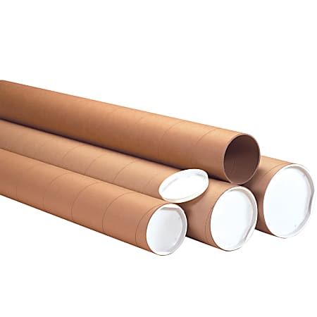 Partners Brand Heavy-Duty Mailing Tubes With Caps, 4" x 72", Kraft, Case Of 12