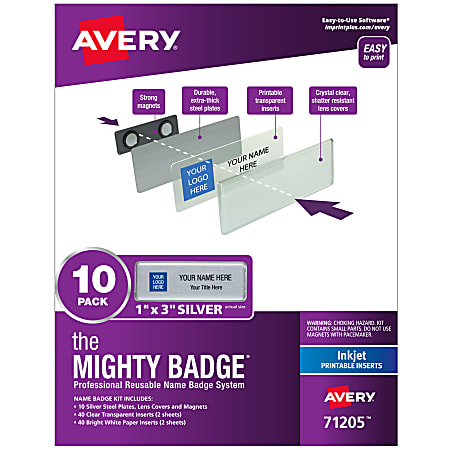 Avery® The Mighty Badge Magnetic Badges For Inkjet