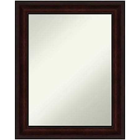 Amanti Art Non-Beveled Rectangle Framed Bathroom Wall Mirror, 29” x 23”, Coffee Bean Brown