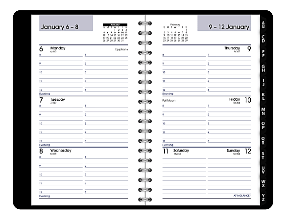 AT-A-GLANCE® DayMinder® Weekly Appointment Book/Planner With Tabbed Telephone/Address Pages, 3-1/2" x 6", Black, January to December 2020