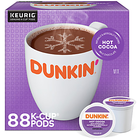Dunkin' Donuts Milk Chocolate Hot Cocoa Keurig Single Serve K-Cup Pods, 22 Pods Per Pack, Case Of 4 Packs
