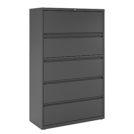WorkPro® 42"W x 18-5/8"D Lateral 5-Drawer File Cabinet, Charcoal