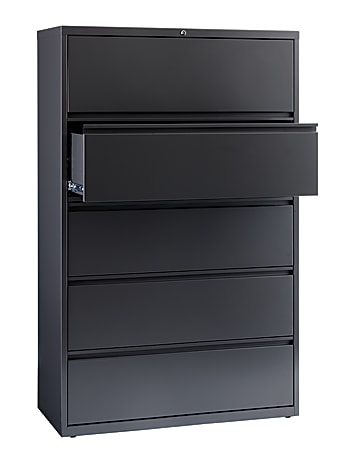 WorkPro® 42"W Lateral 5-Drawer File Cabinet, Metal, Charcoal