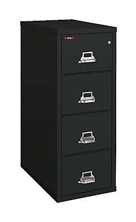 FireKing® UL 1-Hour 31-5/8"D Vertical 4-Drawer Legal-Size File Cabinet, Metal, Black, White Glove Delivery