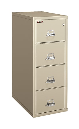 FireKing® UL 1-Hour 31-5/8"D Vertical 4-Drawer Legal-Size Fireproof File Cabinet, Metal, Platinum, White Glove Delivery