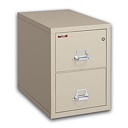 FireKing® 25"D Vertical 2-Drawer Letter-Size Fireproof File Cabinet, Metal, Parchment, White Glove Delivery