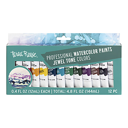 Brea Reese 12-Piece Professional Watercolor Paint Set, Jewel