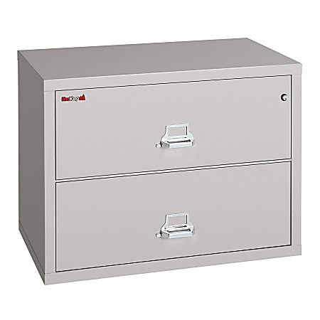 FireKing® UL 1-Hour 22-1/8"W x 37-1/2"D Lateral 2-Drawer Fireproof File Cabinet, Metal, Platinum, White Glove Delivery