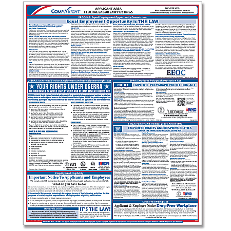ComplyRight™ Federal Applicant Area Poster, English, 16" x 20"
