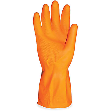 ProGuard Deluxe Flock Lined 12" Latex Gloves - Hand, Abrasion, Acid Protection - X-Large Size - Latex - Orange - 144 / Carton - 28 mil Thickness