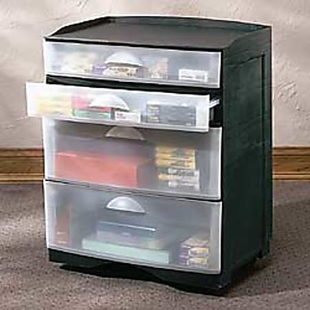 Eldon® Next Generation Mobile Office Cart, 4 Drawers, Wide, 26 5/8"H x 22 1/2"W x 16"D, Black/Frosted