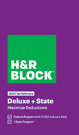 H&R Block® Deluxe And State 2022 Tax Software, Windows®/Mac, Download