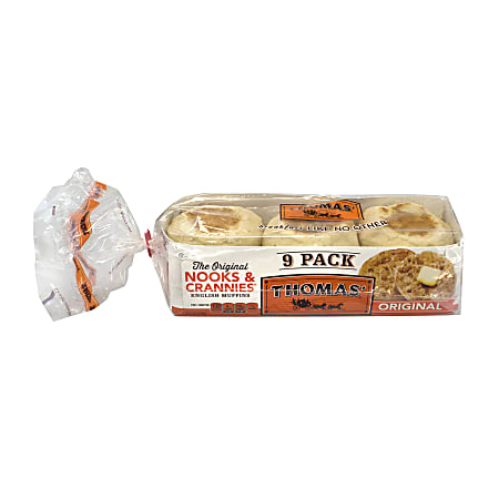 National Brand Thomas Original English Muffins, 9 Muffins Per Box, Pack Of 2 Boxes
