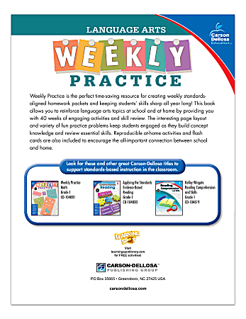 Carson Dellosa Language Arts Resource Workbook Grade 1 - Office Depot