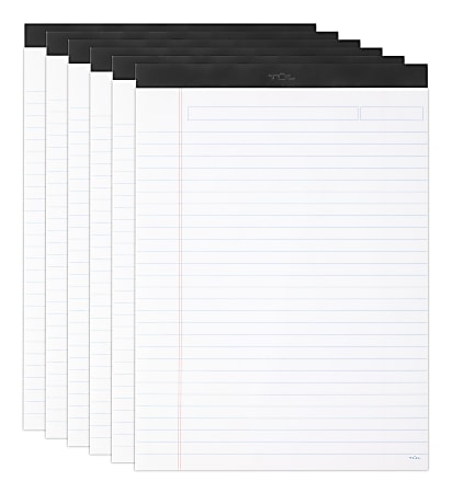 TUL® Writing Pads, Letter Size, Wide Rule, 50 Sheets Per Pad, White, Pack Of 6 Pads