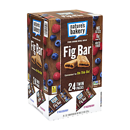 Nature's Bakery Stone-Ground Whole Wheat Blueberry Raspberry Fig Bars, 2 Oz, Pack Of 24 Twin Packs