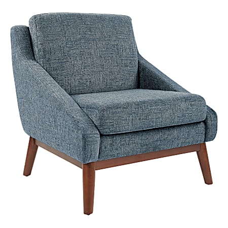 Office Star&trade; Davenport Mid-Century Club Chair, Navy/Coffee