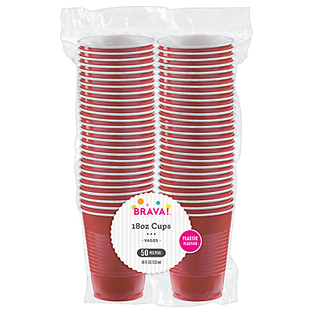 Amscan Apple Plastic Cups 18 Oz Red Pack Of 50 - Office Depot