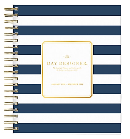 Day Designer for Blue Sky™ Daily/Monthly Planner, 8" x 10", Navy Stripe, January to December 2018 (103622)