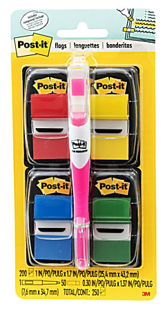 Post it Notes Flags With Flag Gel Pen Assorted Primary Colors 50 Flags ...