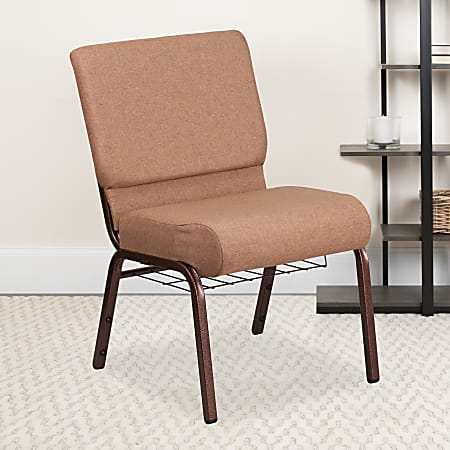 Flash Furniture HERCULES Series Church Chair With Book Rack, Caramel/Copper Vein