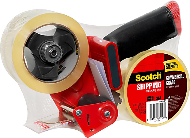 Scotch Tape Dispenser, 2 In Max. Tape Width. 5 1/6 In Tape Core Dia, Pistol, Plastic, Gray, Tan