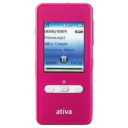 Ativa® 4.0GB Portable Media Player With Speaker, Pink