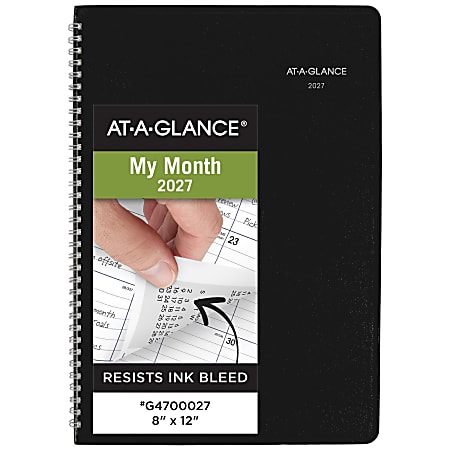 AT-A-GLANCE® DayMinder® 2027 Monthly Planner, Black, Large, 8" x 12", G4700027