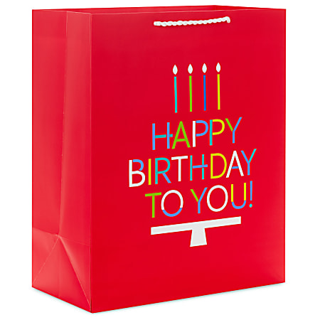 Hallmark 13" Large Birthday Gift Bag (Colorful Lettering With Candles on Red)