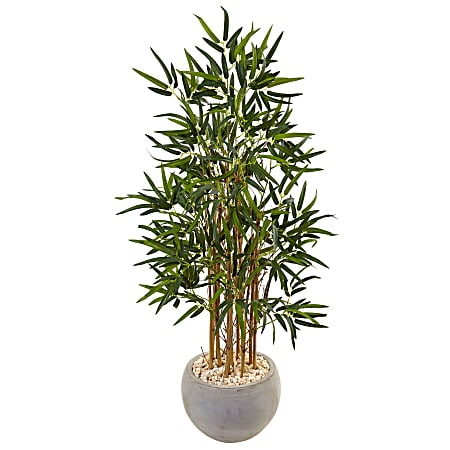 Nearly Natural Bamboo 48”H Artificial Tree With Bowl Planter, 48”H x 24”W x 24”D, Green