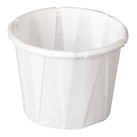 Genpak® Squat Pleated Paper Portion Cups, 0.5 Oz, White, 250 Cups Per Sleeve, Carton Of 20 Sleeves