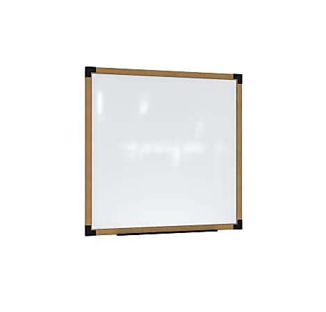 Ghent Prest Magnetic Dry-Erase Whiteboard, Porcelain, 50-1/4” x 50-1/4”, White, Natural Wood Frame