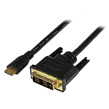 StarTech.com 2m Mini HDMI® to DVI-D Cable - M/M - 6.56 ft DVI/HDMI Video Cable - First End: 1 x HDMI (Mini Type C) Male Digital Audio/Video - Second End: 1 x DVI-D Male Digital Video - Supports up to 1920 x 1200 - Black