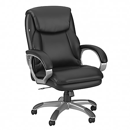 Bush® Business Furniture Market Street High-Back Leather Executive Office Chair, Black, Standard Delivery