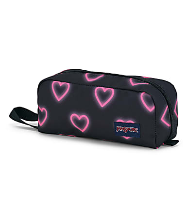 Jansport Perfect Pencil Pouch 4 x 3 100percent Recycled Happy Hearts Black Office Depot