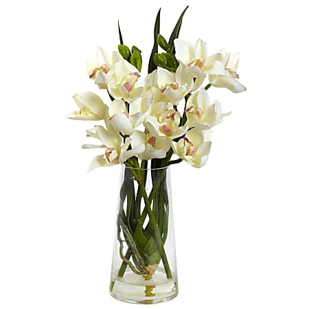 Nearly Natural Cymbidium Orchid 19”H Plastic Floral Arrangement