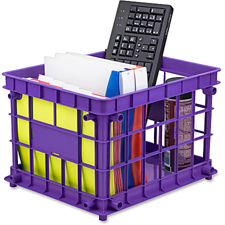 Storex Stackable Storage Crates Medium Size 11 210 x 14 310 x 17 310  Assorted Colors Set Of 3 - Office Depot