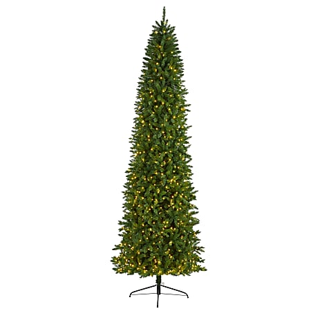 Nearly Natural Slim Green Mountain Pine Artificial Christmas Tree, 10’H